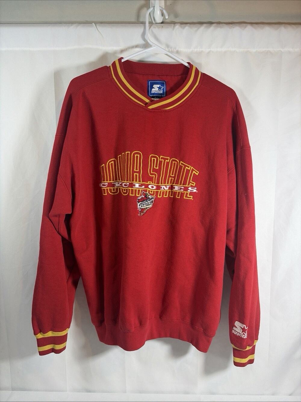 Vintage Starter Iowa State Cyclones Football V-Neck Sweatshirt Mens Pullover 90s